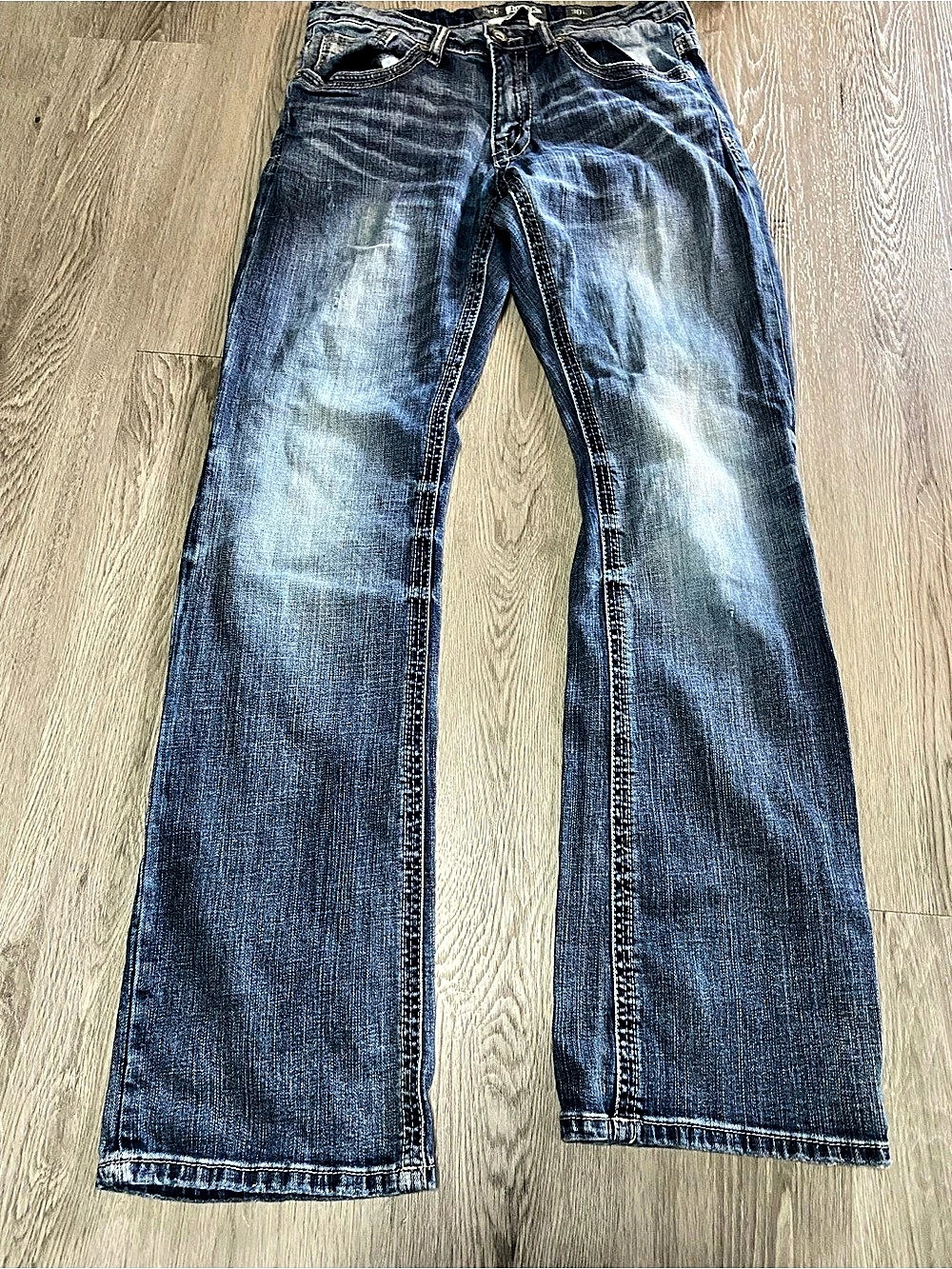 BKE Derek Bootleg Men's Bootcut Jeans Waist 32 30L in Blue